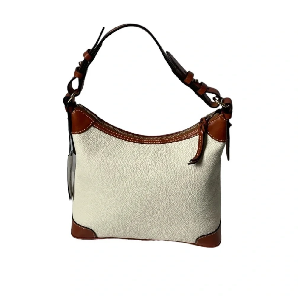 Dooney & Bourke Pebble Grain Leather Hobo Shoulder Bag Beige Brown NWT